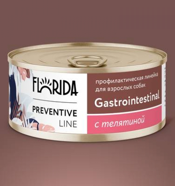Florida Preventive Line консервы Gastrointestinal для собак "Поддержание здоровья пищеварительной системы" с телятиной